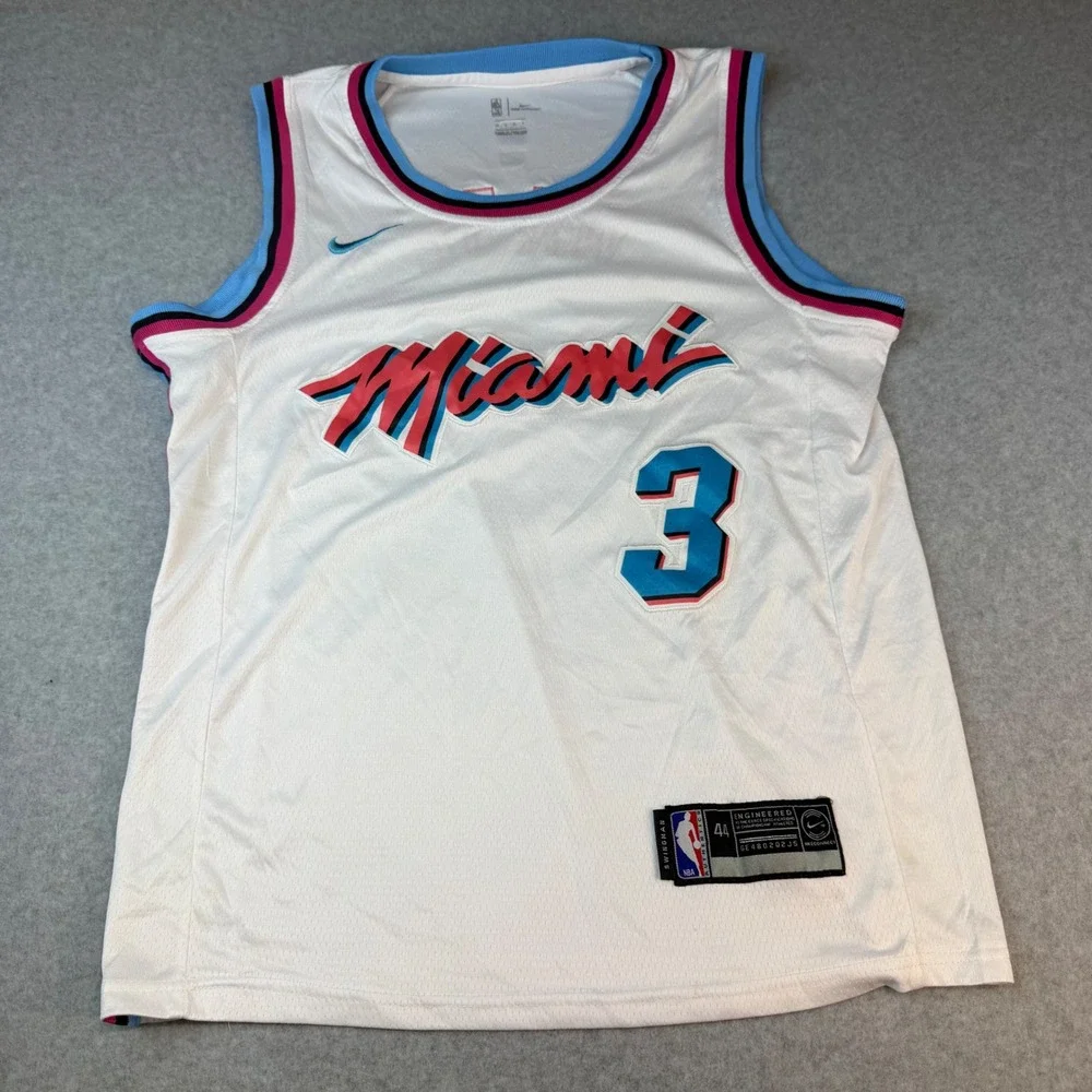 Nike Miami Heat Dwyane Wade Vice Nights Swingman Jersey White Mens 44 S Small